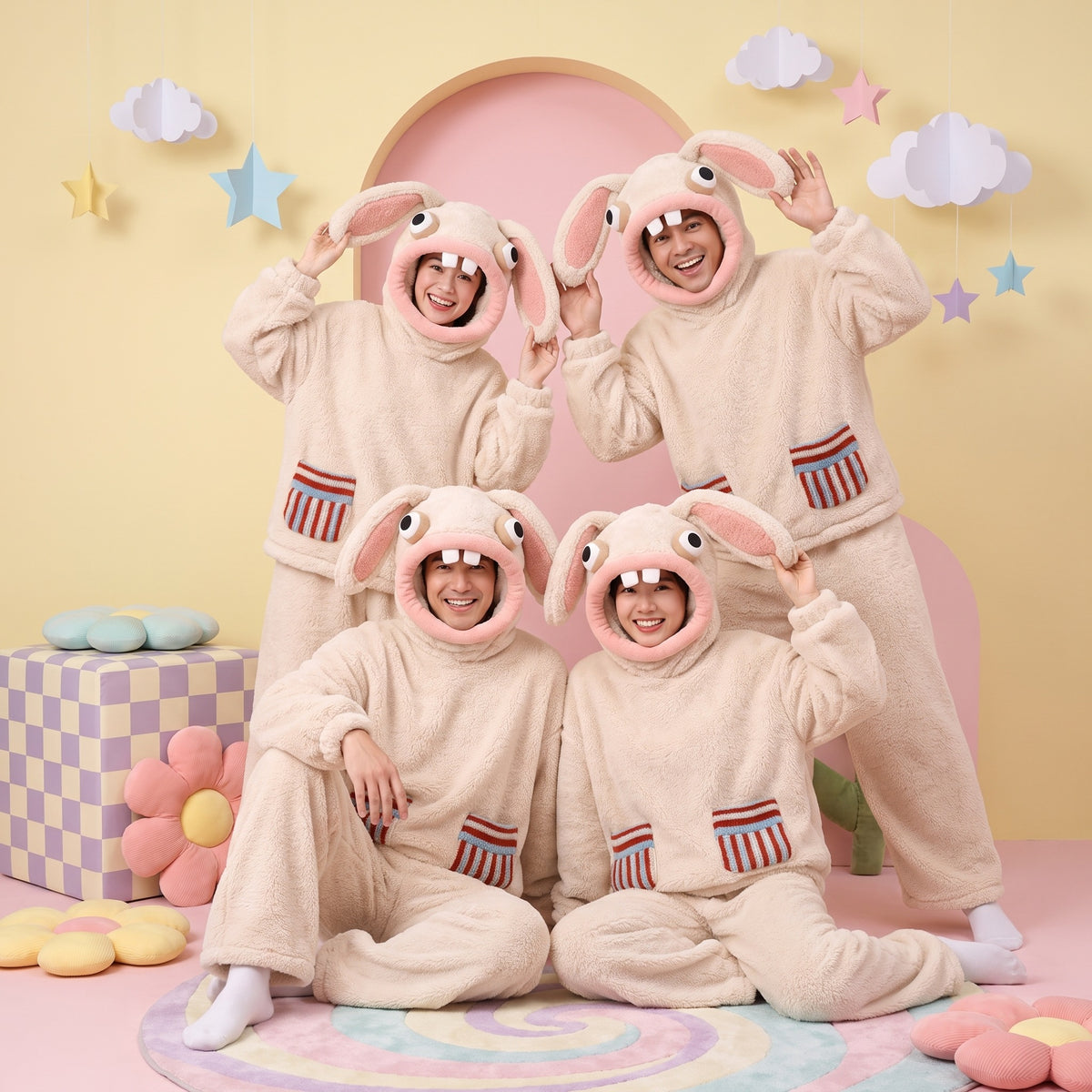 Hoppenstein bunny sets, together in the studio