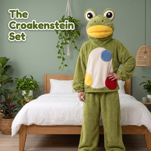 Croakenstein frog set in Green, standing at home