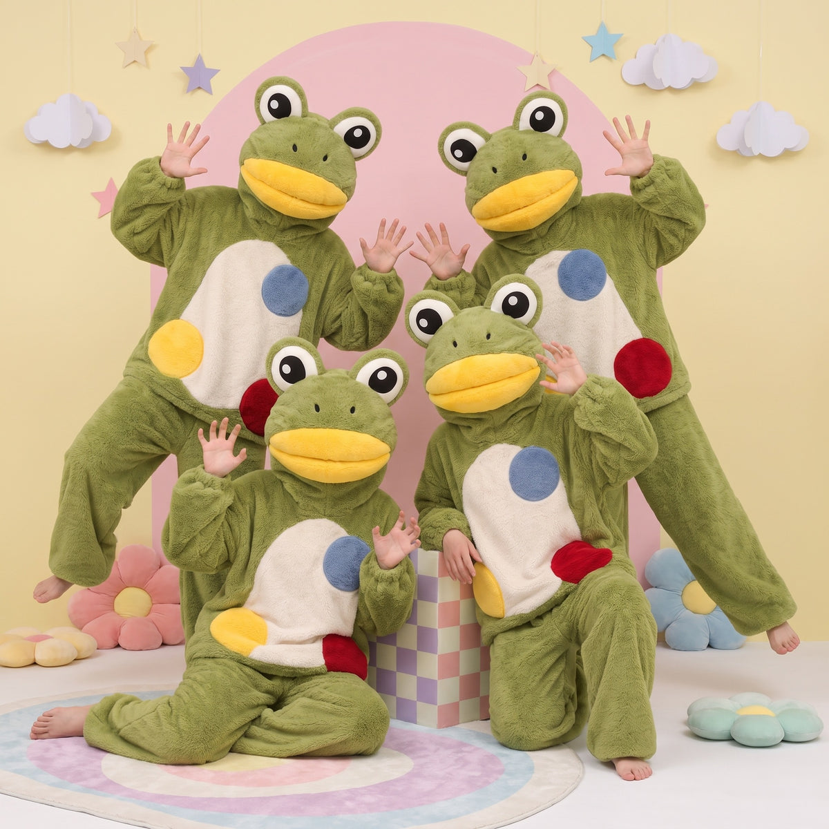 Croakenstein frog sets, together in the studio