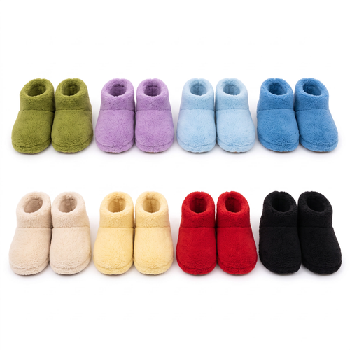 The Fuzzy Slippers in all eight monster colors