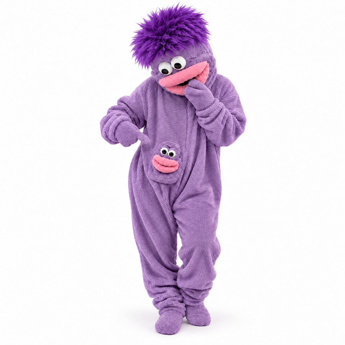 Big Mouth Monster onesie in Grape, front