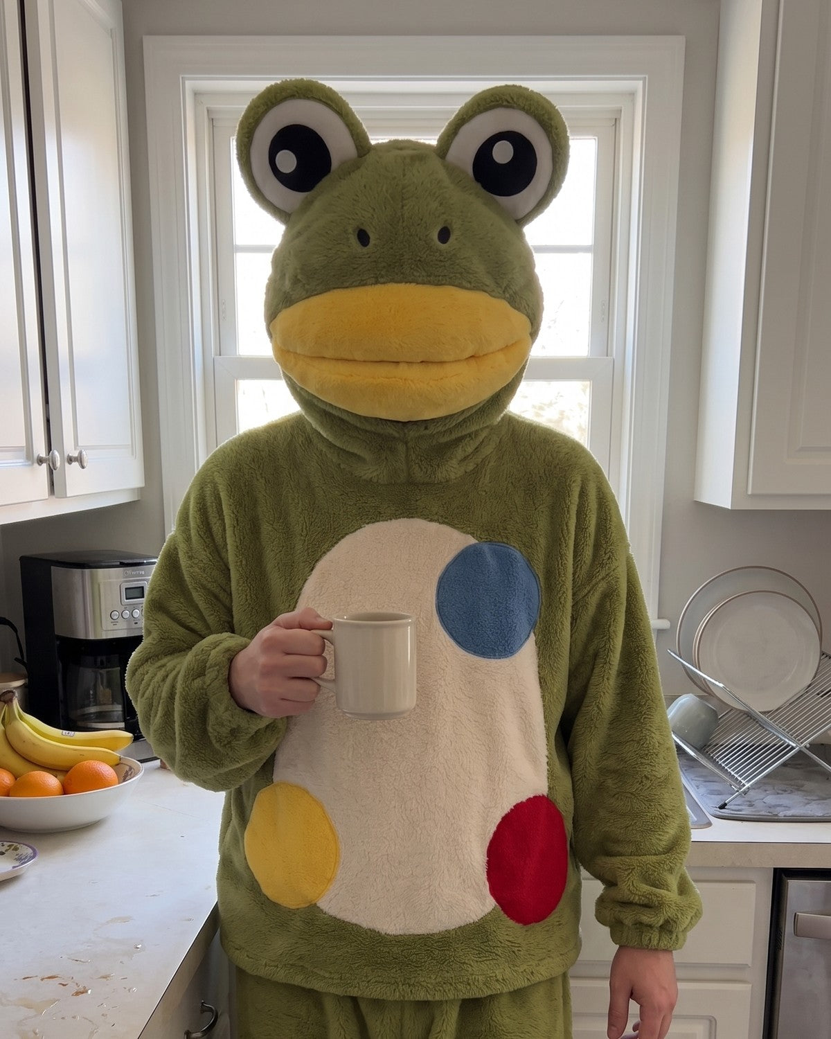 Croakenstein frog set worn at home