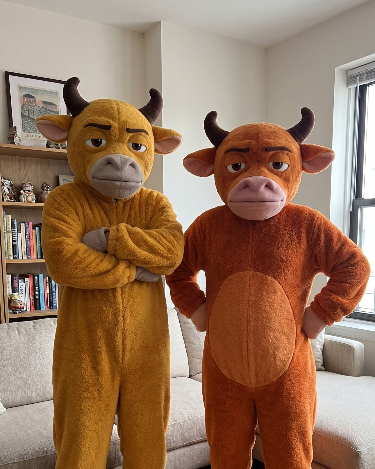 NIU LAI bull onesie worn at home